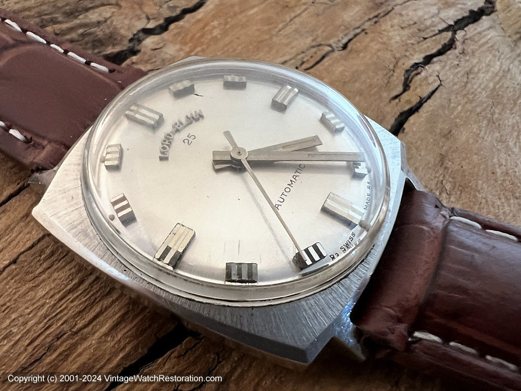 Lord Elgin Brushed Silver Dial in Square Tonneau Case, Automatic
