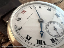 Load image into Gallery viewer, Longines WWI Era Porcelain Dial Roman Numerals, Manual, 34mm