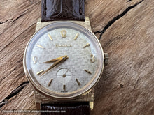 Load image into Gallery viewer, Bulova Art Deco Silver Basketweave Pattern Dial in Rectangular Type Case, Manual, 33x38mm