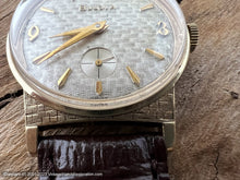 Load image into Gallery viewer, Bulova Art Deco Silver Basketweave Pattern Dial in Rectangular Type Case, Manual, 33x38mm