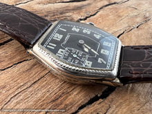 Load image into Gallery viewer, Illinois 'Ensign' Black Dial with White Markings and Light Amber Lume Numbers, Manual, 28x34mm