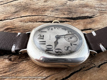 Load image into Gallery viewer, Elgin 1928 Sterling Silver Rounded Square Case with Fabulous Aged Dial, Manual, 31.5x31.5mm