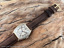 Load image into Gallery viewer, Gruen Tonneau Case with Original Light Creamy Dial with Amber Lumed Stained Glass Hands , Manual, 29x29mm