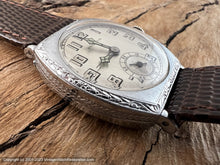 Load image into Gallery viewer, Bulova All Original Stellar Steel Dial with Stain Glass Style Hands in a Crisp Deco Tonneau-Style Case, Manual, 28mmx36mm