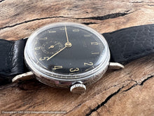 Load image into Gallery viewer, Olma 'Super' Black Dial Military Style with Golden Numbers, Manual, Large 35mm