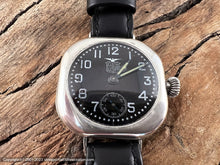 Load image into Gallery viewer, Elgin USA Pershing 'Eagle' Black Dial in Rounded Square Sterling Silver Case, Manual, 32x32mm