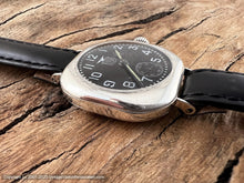 Load image into Gallery viewer, Elgin USA Pershing 'Eagle' Black Dial in Rounded Square Sterling Silver Case, Manual, 32x32mm