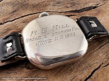 Load image into Gallery viewer, Elgin USA Pershing 'Eagle' Black Dial in Rounded Square Sterling Silver Case, Manual, 32x32mm