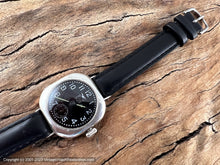 Load image into Gallery viewer, Elgin USA Pershing 'Eagle' Black Dial in Rounded Square Sterling Silver Case, Manual, 32x32mm
