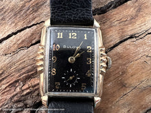 Load image into Gallery viewer, Bulova Black Dial Beauty in Decorative Golden Case, Manual, 25x36mm