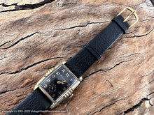 Load image into Gallery viewer, Bulova Black Dial Beauty in Decorative Golden Case, Manual, 25x36mm