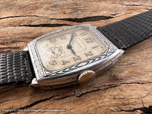 Load image into Gallery viewer, Elgin c.1927 Art Deco Dial with an Extreme Decorative Art Deco Rectangular Case, Manual, 28x37mm