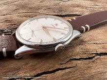 Load image into Gallery viewer, Omega c.1949 Pearl White Dial, Rose Gold Markers, in Large Case, Manual, Huge 38.5mm