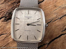 Load image into Gallery viewer, Longines Brushed Linen Dial in a Tonneau Case with Mesh Bracelet with Box, Automatic, 30x30mm