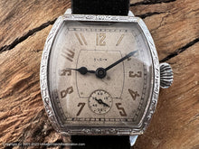 Load image into Gallery viewer, Elgin Original Light Gray Dial in Stunning Decorative Tonneau Case, Manual, Huge 31x39mm