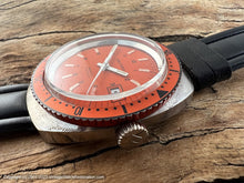 Load image into Gallery viewer, Waltham Divers with Orange Dial and White Markers and Hands and Orange Bezel, Manual, Huge 37x40mm