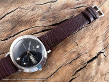 Load image into Gallery viewer, Bulova 23 Jewel Black Dial, Day/Date in Oval Case, NOS, Automatic, 38x33mm