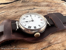 Load image into Gallery viewer, Weill & Cie Trench with Porcelain Dial and Roman Numerals in Sterling Silver Clam Case, Manual, 34mm