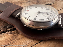 Load image into Gallery viewer, Weill & Cie Trench with Porcelain Dial and Roman Numerals in Sterling Silver Clam Case, Manual, 34mm