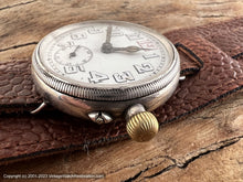Load image into Gallery viewer, Swiss Early Porcelain Dial Military Trench in Sterling Silver Case, Manual, 34mm