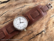 Load image into Gallery viewer, Swiss Early Porcelain Dial Military Trench in Sterling Silver Case, Manual, 34mm