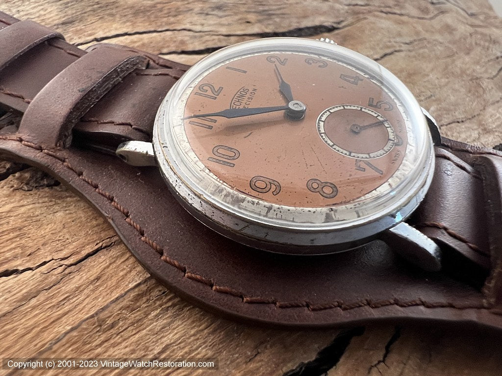 Technos Military Style Two Tone Rust-Orange Dial, Manual, Large