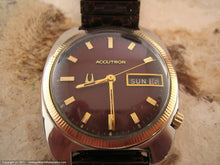 Load image into Gallery viewer, Day-Date Brown Dial Accutron Tonneau, Electric, 35x41mm