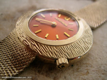 Load image into Gallery viewer, Bold Orange Retro Ladies Acctron with Gold Mesh Bracelet, Electric, 36x32mm