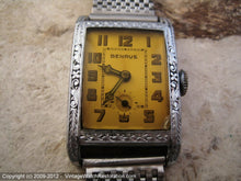 Load image into Gallery viewer, Benrus Tank with Decorative White Gold Filled Case and Amber Crystal, Manual, 24.5x37.5mm