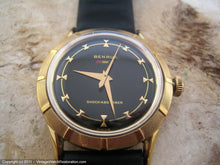 Load image into Gallery viewer, Stunningly Beautiful Black Dial Benrus with Sunburst Bezel Case, Manual, Large 34mm