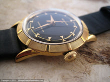 Load image into Gallery viewer, Stunningly Beautiful Black Dial Benrus with Sunburst Bezel Case, Manual, Large 34mm