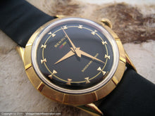 Load image into Gallery viewer, Stunningly Beautiful Black Dial Benrus with Sunburst Bezel Case, Manual, Large 34mm