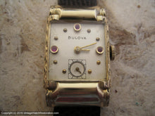 Load image into Gallery viewer, Early 1950s Bulova Decorative Case with Ruby Markers, Manual, 22x36mm