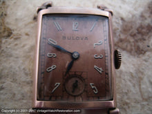 Load image into Gallery viewer, Copper Dial Bulova in Rectangular Copper-Gold Case, Manual, 21x28.5mm