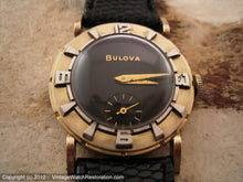 Load image into Gallery viewer, Birkshire model with a WOW Rare Black Dial Bulova with Raised Silver Deco Numbers around Bezel, Manual, 31mm