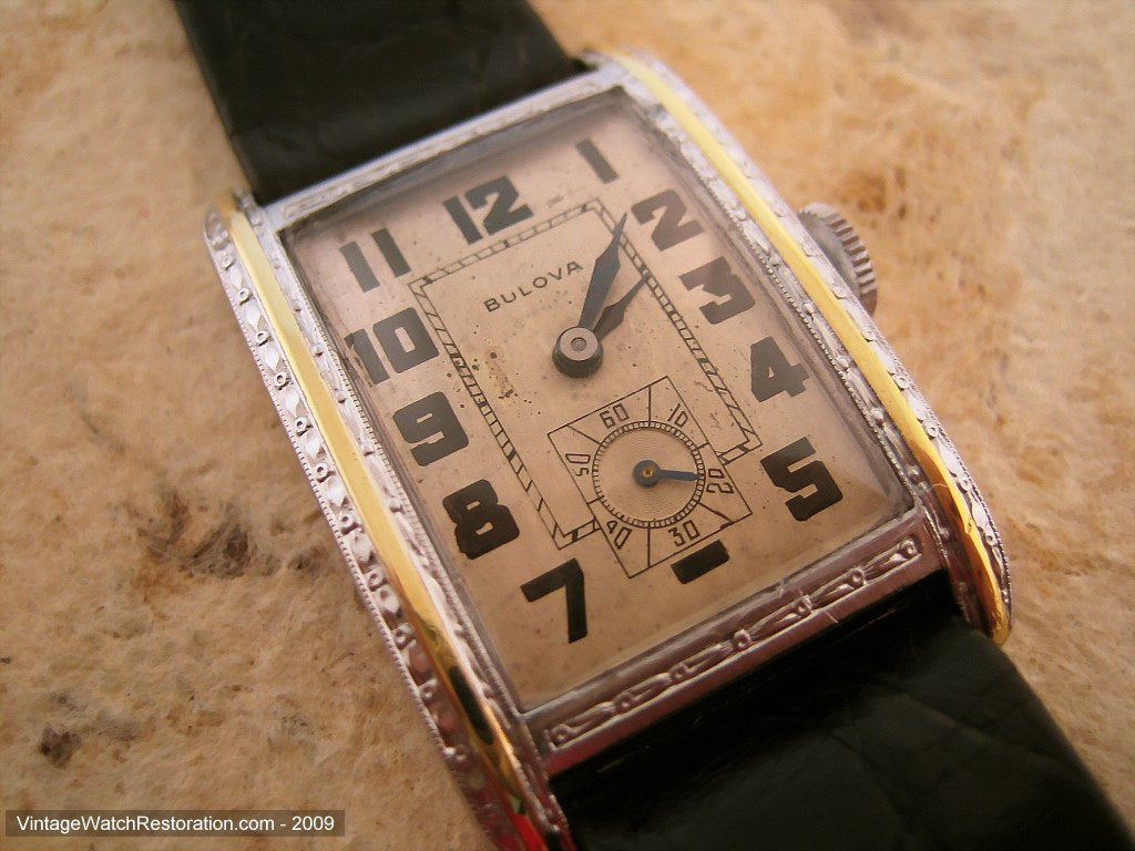 Original Ornate Bulova Tank, Manual, 25x37mm – Vintage Watch