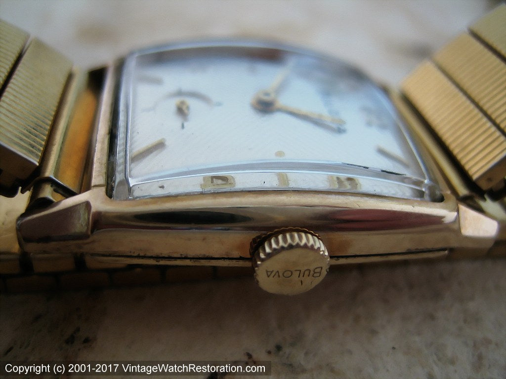 【稼働】 BULOVA GRAND PRIX ヴィンテージ スクエア 腕時計 Bulova Textured Quadrant Dial in Rectangular Case, Manual, 25x34