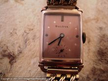 Load image into Gallery viewer, Bulova Copper Dial in Rounded Edge Deco Rose Gold Case, Manual, 22x35mm