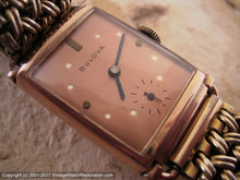 Load image into Gallery viewer, Bulova Copper Dial in Rounded Edge Deco Rose Gold Case, Manual, 22x35mm