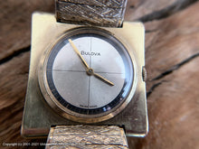 Load image into Gallery viewer, Bulova Original Silver Cross Hair Design Dial in Golden Square Case , Manual, Square 31x31mm