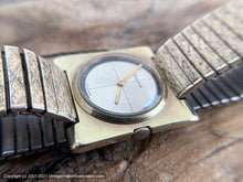Load image into Gallery viewer, Bulova Original Silver Cross Hair Design Dial in Golden Square Case , Manual, Square 31x31mm