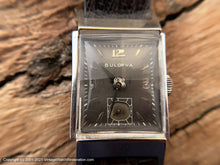 Load image into Gallery viewer, Bulova Gray Dial, Quandrant Crystal, White Gold Filled Rectangular Case, Manual, 22x38mm