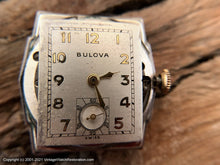 Load image into Gallery viewer, Bulova c.1946 in Angular Case, Domed Crystal and Near Perfect Silver Dial, Manual, 25x36