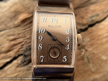 Load image into Gallery viewer, Bulova Copper Dial in a 14K Rose-Gold Rectangular Case, Manual, 21.5x39mm