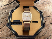 Load image into Gallery viewer, Bulova NOS Perfect Original Silver Dial in Octagonal Case, with Original Box, Manual, 27x35mm