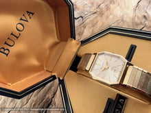 Load image into Gallery viewer, Bulova NOS Perfect Original Silver Dial in Octagonal Case, with Original Box, Manual, 27x35mm