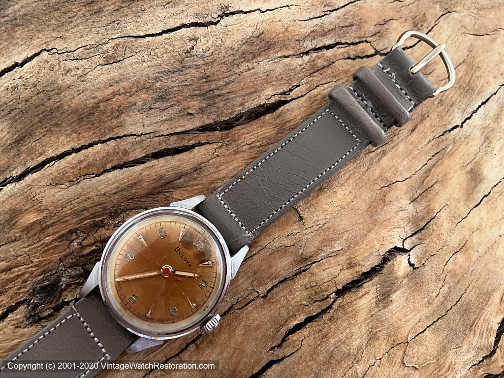 Étui à Montre Vintage Bulova En Velours Marron - Coffret D'occasion En Plastique