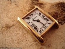 Load image into Gallery viewer, Cartier Ladies Gold Electroplated Tank with White Dial with Roman Numerals, Manual, 21.5x28mm