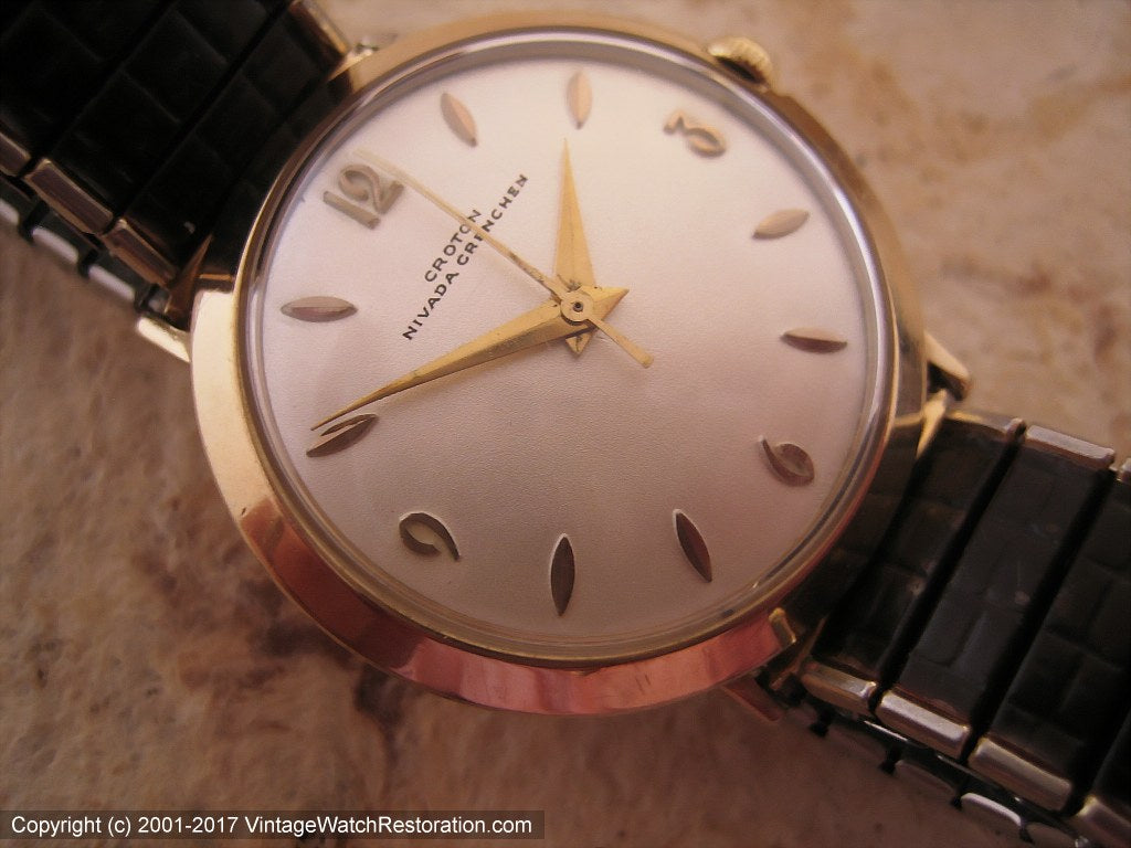 Croton Nivada Grenchen 'Aquamatic' in Elegant Tapered Case Croton Nivada Grenchen 'Aquamatic' in Elegant Tapered Case