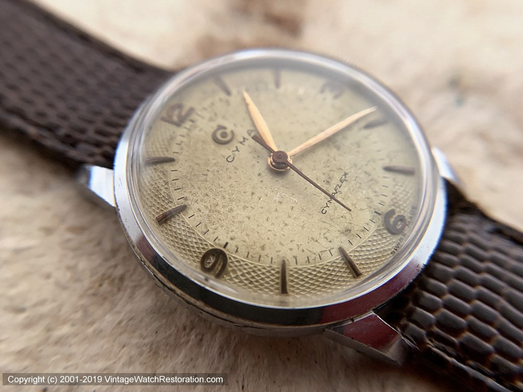 Cyma Cymaflex Perfectly Patinaed Dial circa WWII, Manual, 30.5mm